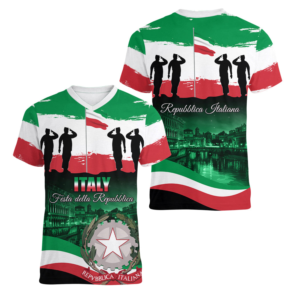 Italy Republic Day Women V-Neck T-Shirt Festa della Repubblica - Wonder Print Shop