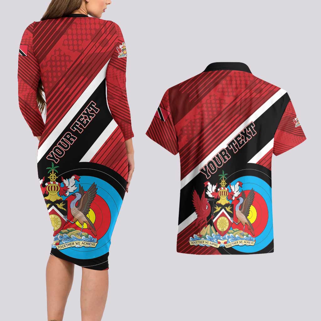 Personalized Trinidad and Tobago Archery Couples Matching Long Sleeve Bodycon Dress and Hawaiian Shirt Archery On The Move