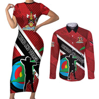 Personalized Trinidad and Tobago Archery Couples Matching Short Sleeve Bodycon Dress and Long Sleeve Button Shirt Archery On The Move