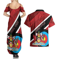 Personalized Trinidad and Tobago Archery Couples Matching Summer Maxi Dress and Hawaiian Shirt Archery On The Move
