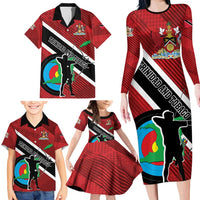 Personalized Trinidad and Tobago Archery Family Matching Long Sleeve Bodycon Dress and Hawaiian Shirt Archery On The Move