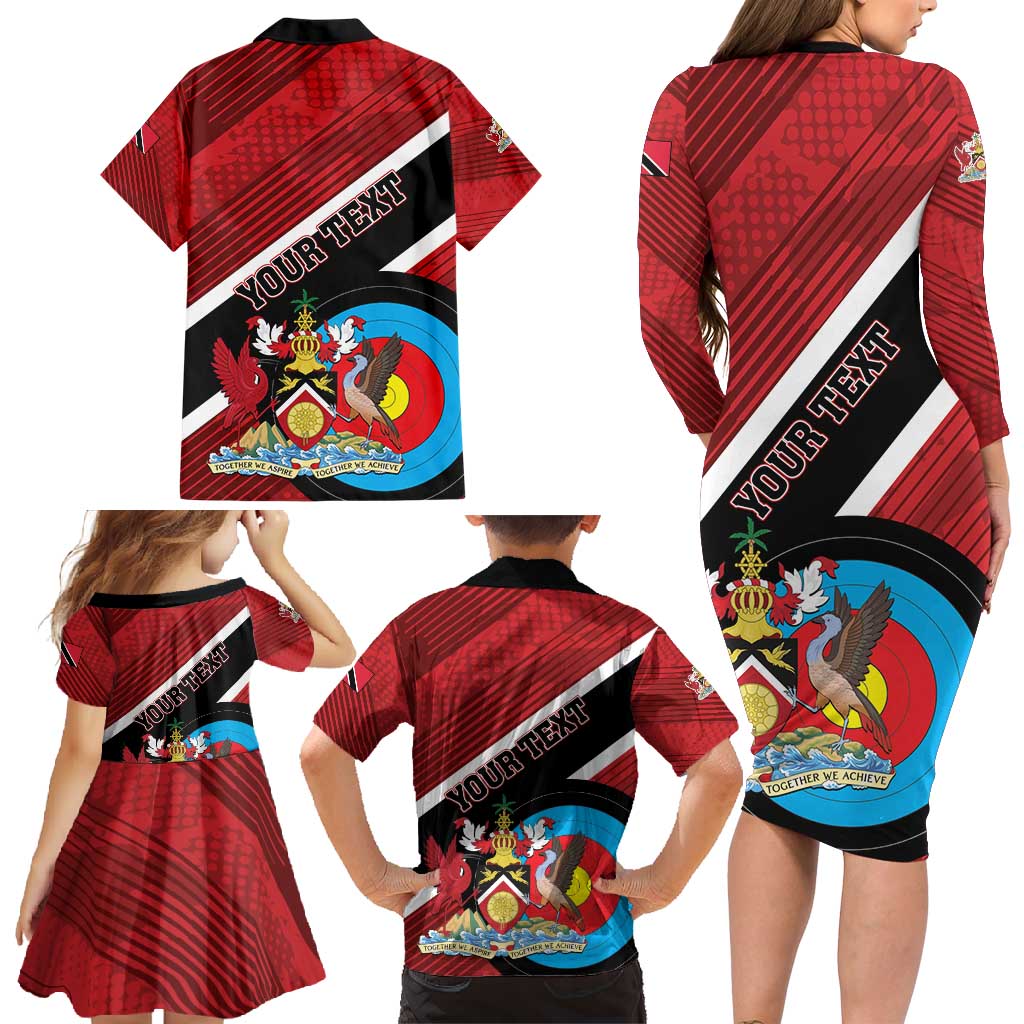 Personalized Trinidad and Tobago Archery Family Matching Long Sleeve Bodycon Dress and Hawaiian Shirt Archery On The Move