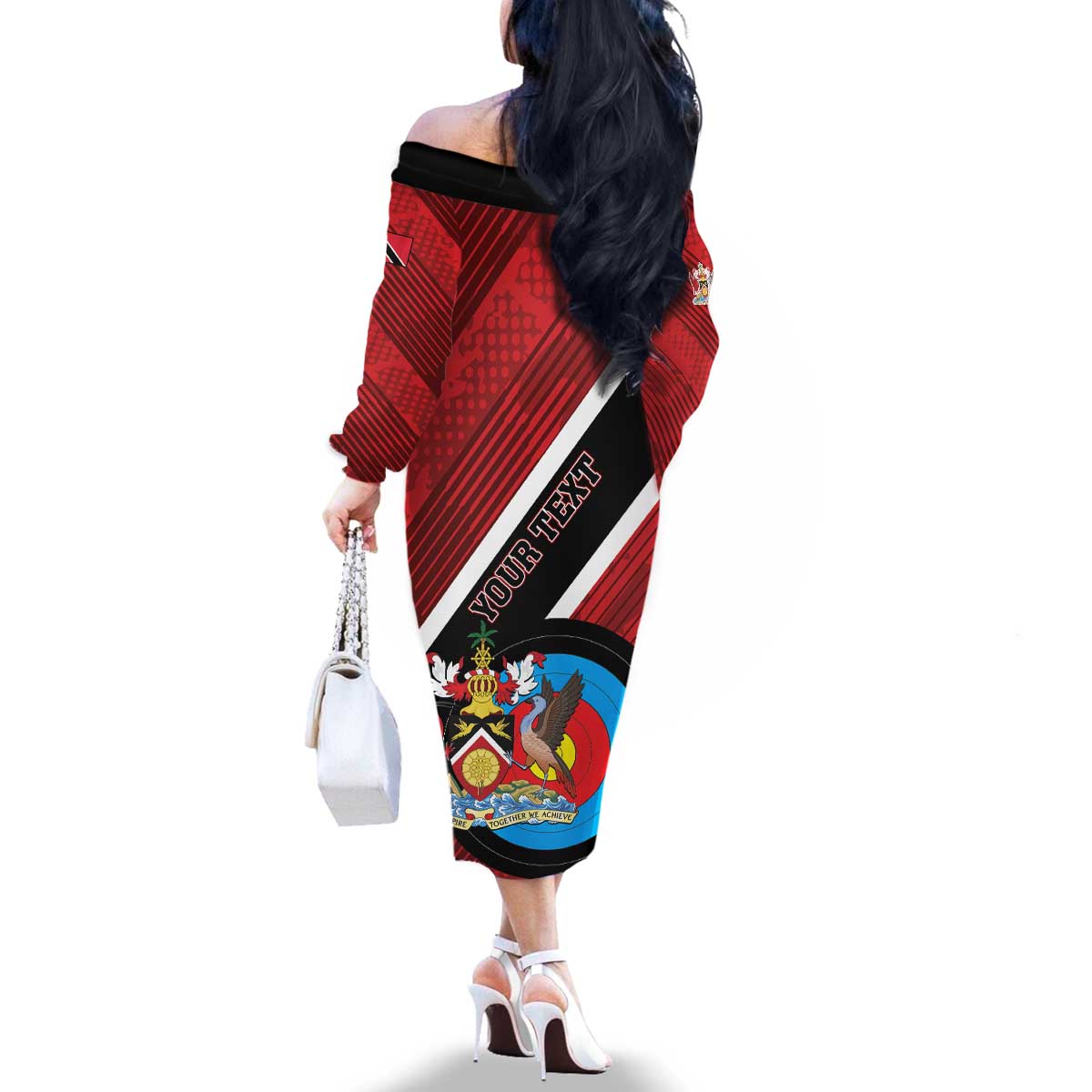 Personalized Trinidad and Tobago Archery Family Matching Off The Shoulder Long Sleeve Dress and Hawaiian Shirt Archery On The Move