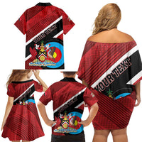 Personalized Trinidad and Tobago Archery Family Matching Off Shoulder Short Dress and Hawaiian Shirt Archery On The Move