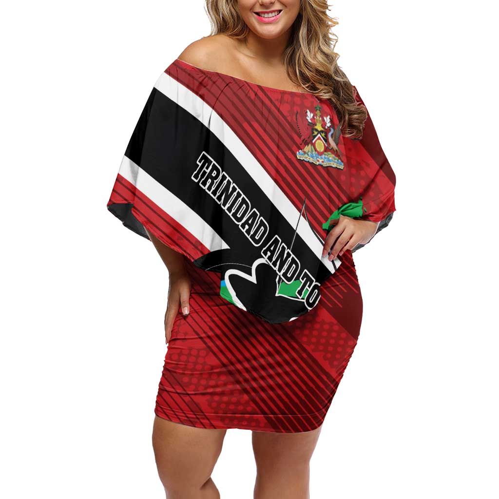 Personalized Trinidad and Tobago Archery Family Matching Off Shoulder Short Dress and Hawaiian Shirt Archery On The Move