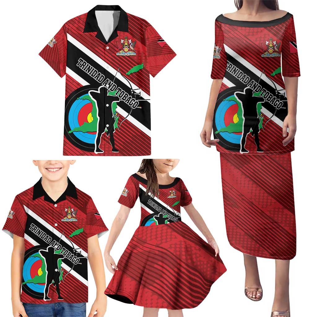 Personalized Trinidad and Tobago Archery Family Matching Puletasi and Hawaiian Shirt Archery On The Move