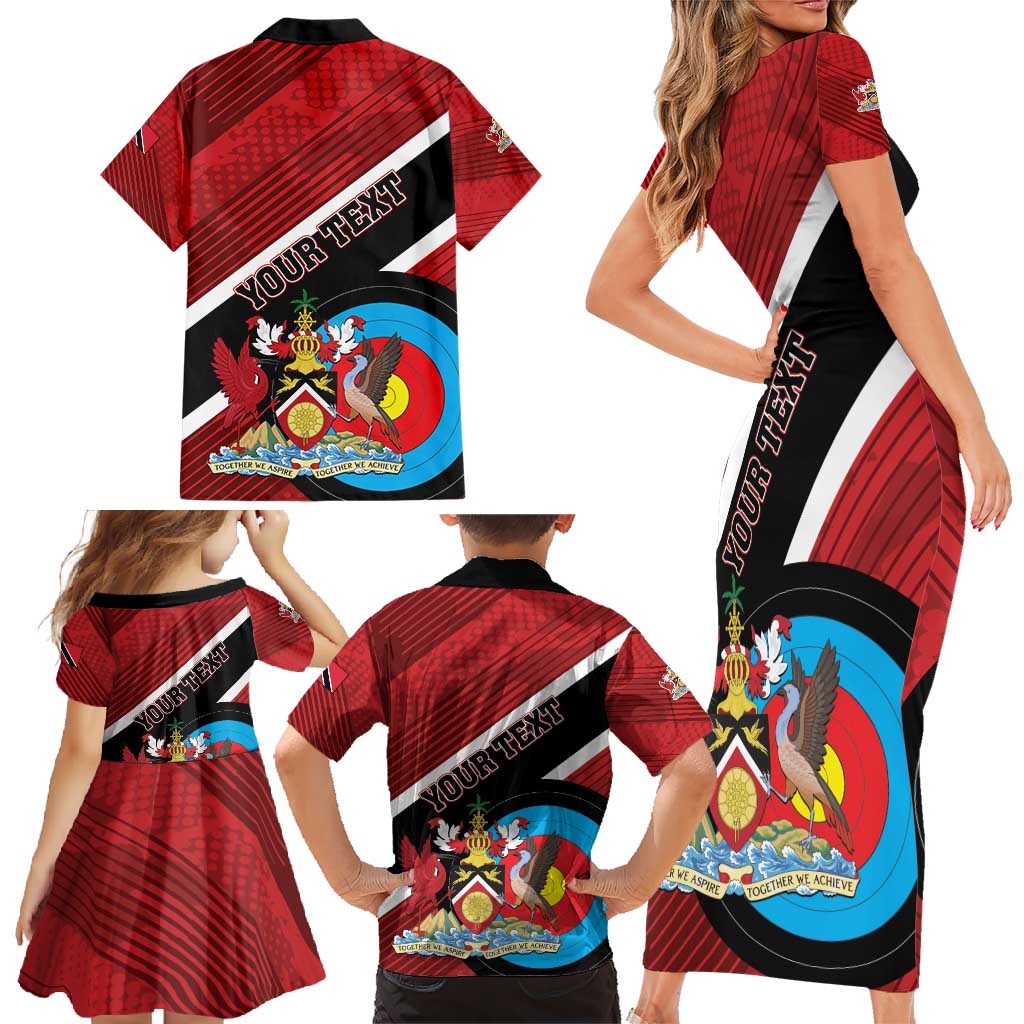 Personalized Trinidad and Tobago Archery Family Matching Short Sleeve Bodycon Dress and Hawaiian Shirt Archery On The Move