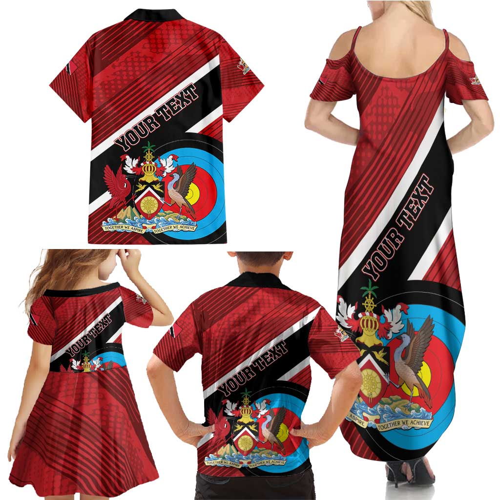 Personalized Trinidad and Tobago Archery Family Matching Summer Maxi Dress and Hawaiian Shirt Archery On The Move