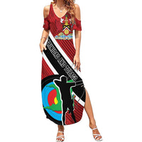 Personalized Trinidad and Tobago Archery Family Matching Summer Maxi Dress and Hawaiian Shirt Archery On The Move
