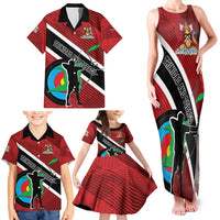 Personalized Trinidad and Tobago Archery Family Matching Tank Maxi Dress and Hawaiian Shirt Archery On The Move