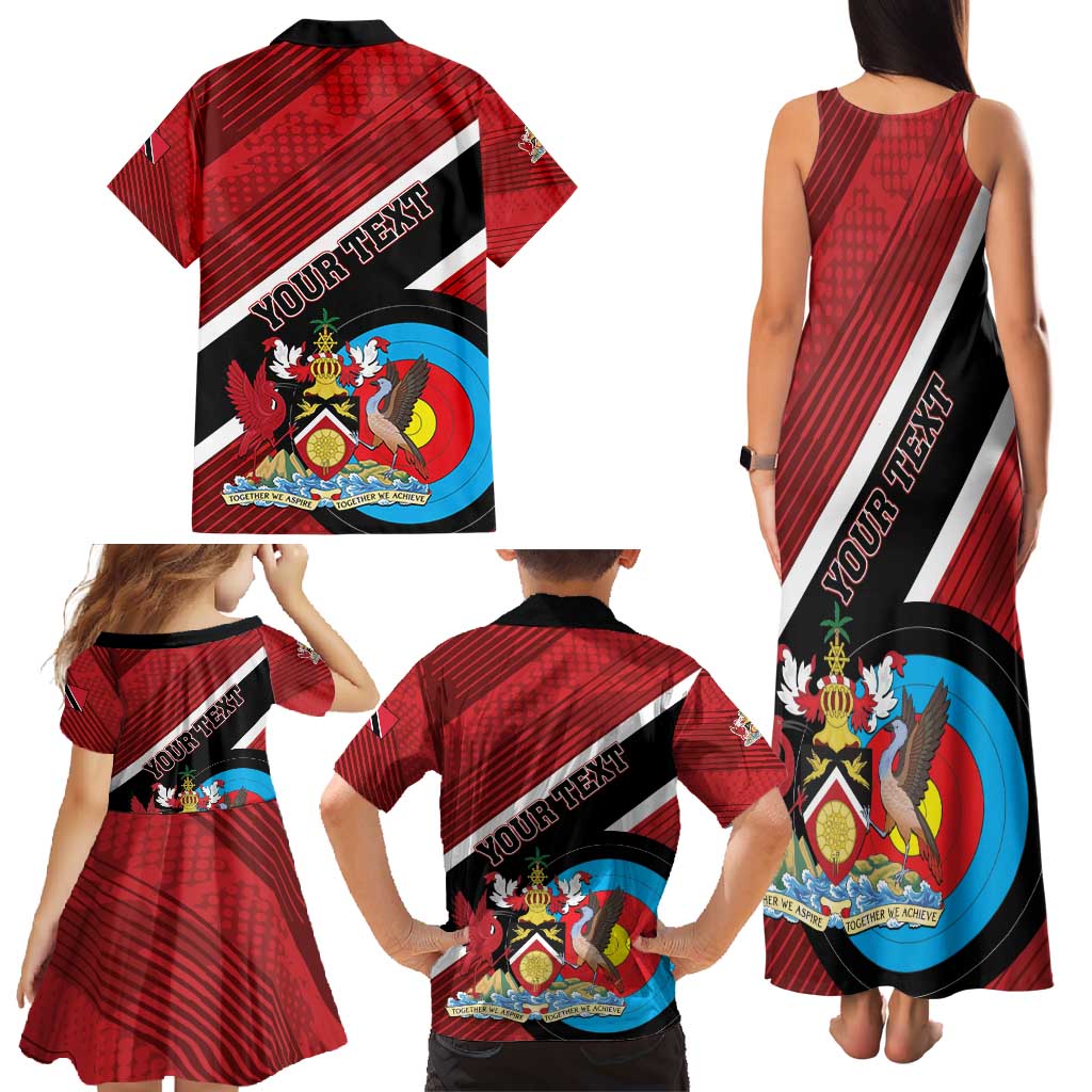 Personalized Trinidad and Tobago Archery Family Matching Tank Maxi Dress and Hawaiian Shirt Archery On The Move