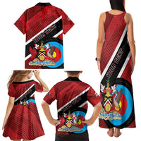 Personalized Trinidad and Tobago Archery Family Matching Tank Maxi Dress and Hawaiian Shirt Archery On The Move