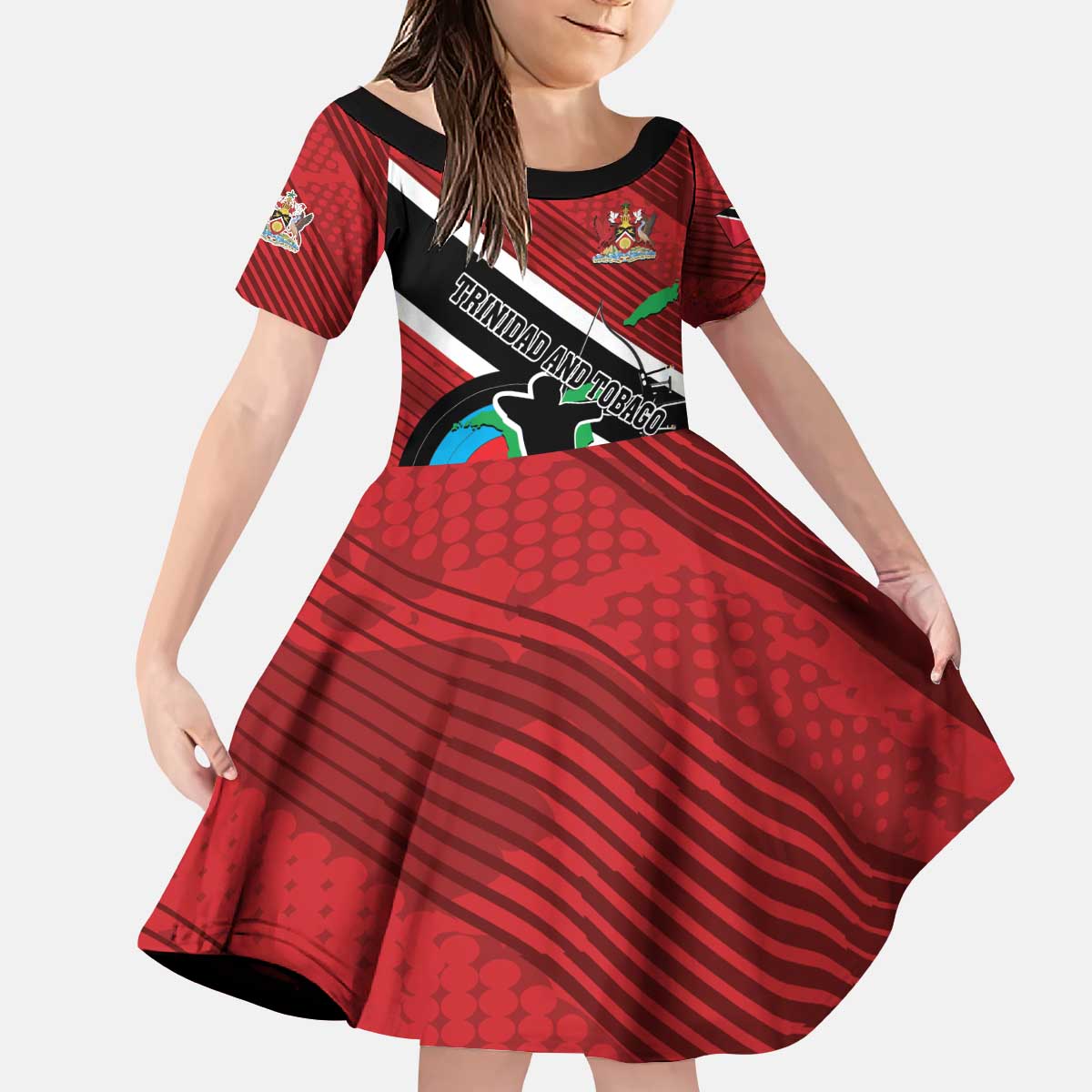 Personalized Trinidad and Tobago Archery Kid Short Sleeve Dress Archery On The Move