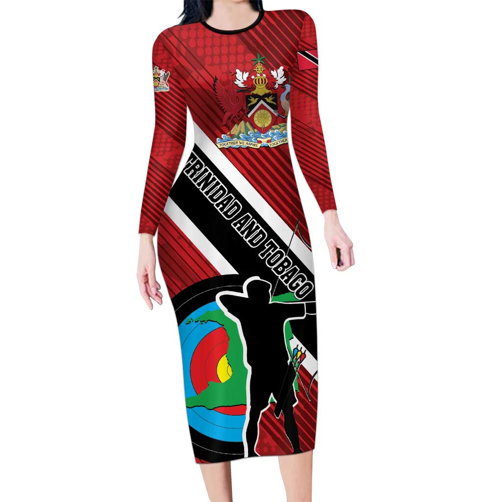 Personalized Trinidad and Tobago Archery Long Sleeve Bodycon Dress Archery On The Move