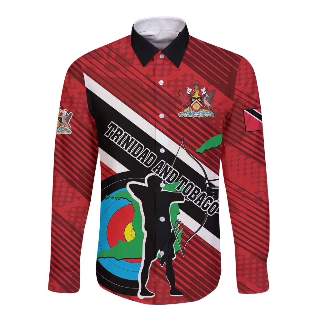Personalized Trinidad and Tobago Archery Long Sleeve Button Shirt Archery On The Move