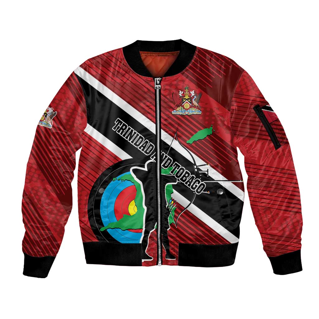Personalized Trinidad and Tobago Archery Sleeve Zip Bomber Jacket Archery On The Move
