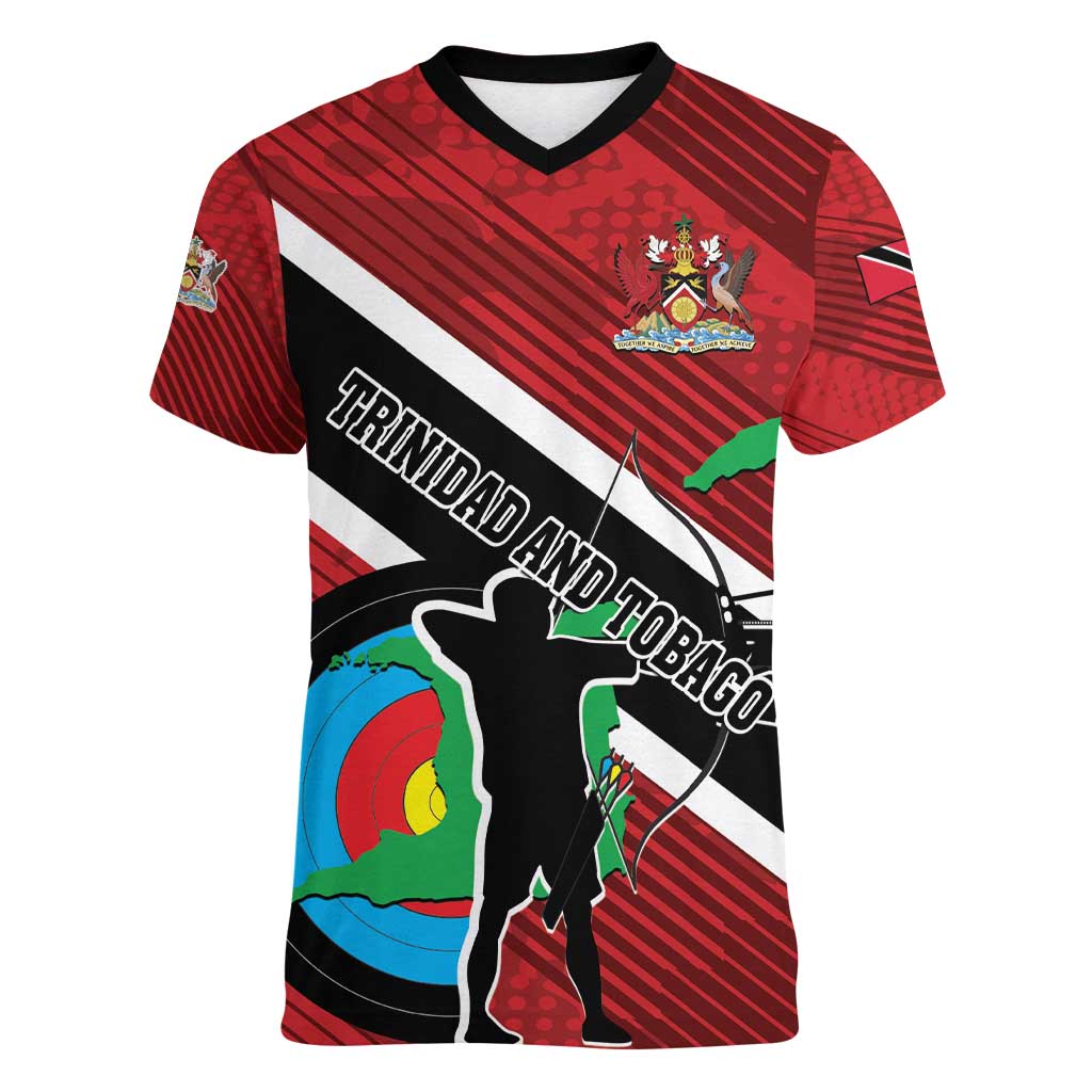 Personalized Trinidad and Tobago Archery Women V-Neck T-Shirt Archery On The Move
