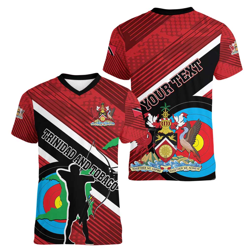 Personalized Trinidad and Tobago Archery Women V-Neck T-Shirt Archery On The Move