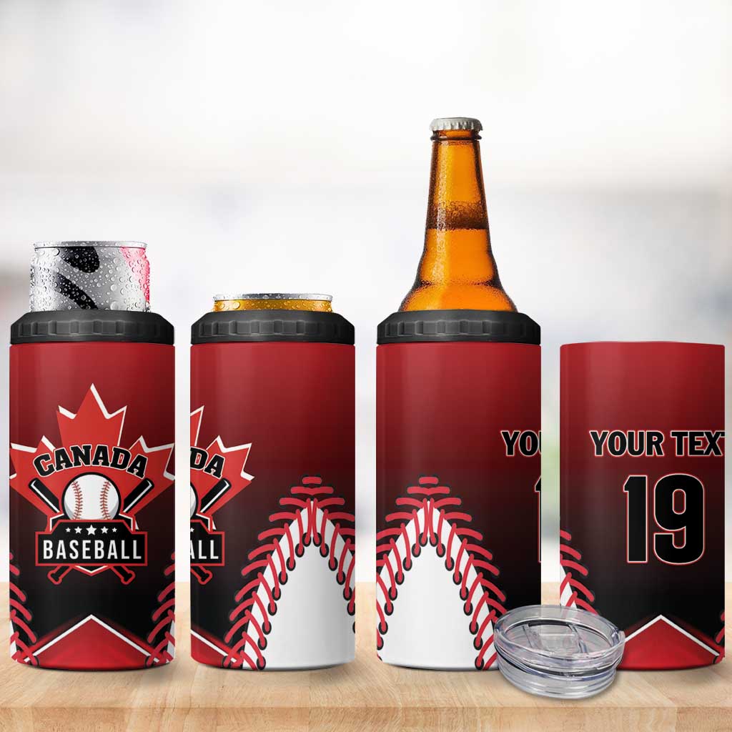 Custom Canada Baseball 4 in 1 Can Cooler Tumbler Go Champion The Maple Leaf
