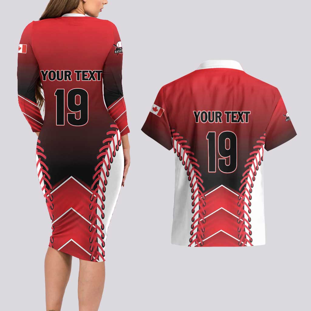 Custom Canada Baseball Couples Matching Long Sleeve Bodycon Dress and Hawaiian Shirt Go Champion The Maple Leaf