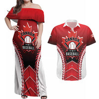 Custom Canada Baseball Couples Matching Off Shoulder Maxi Dress and Hawaiian Shirt Go Champion The Maple Leaf