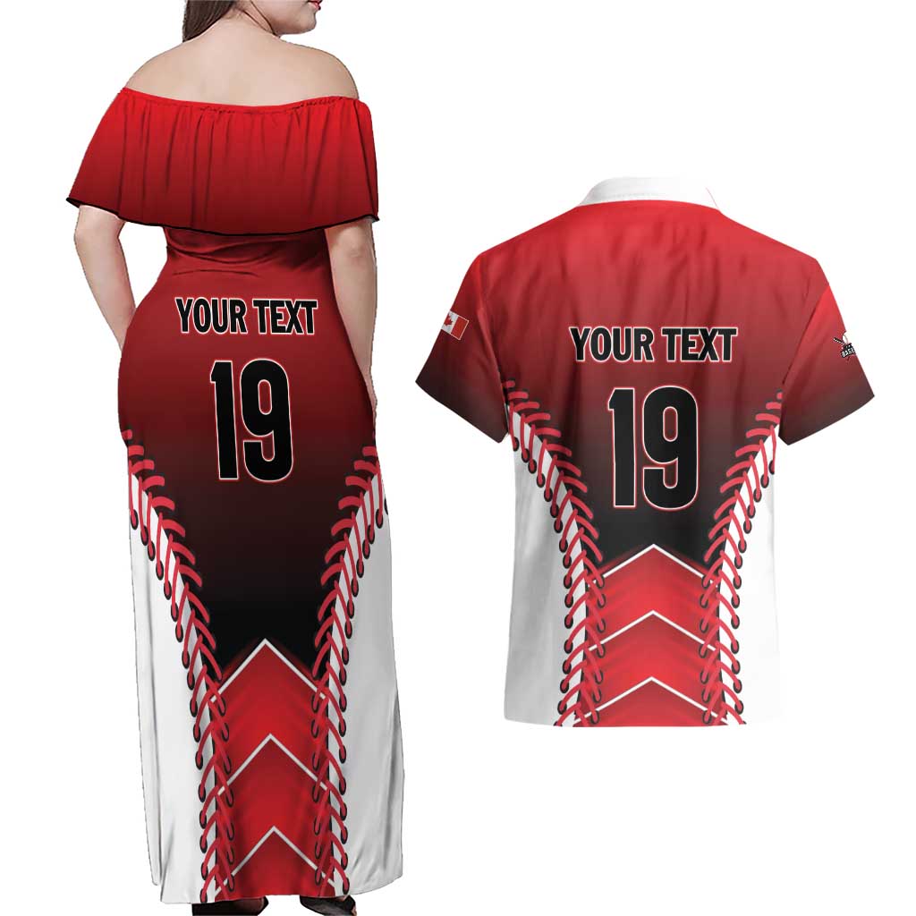 Custom Canada Baseball Couples Matching Off Shoulder Maxi Dress and Hawaiian Shirt Go Champion The Maple Leaf