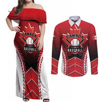 Custom Canada Baseball Couples Matching Off Shoulder Maxi Dress and Long Sleeve Button Shirt Go Champion The Maple Leaf