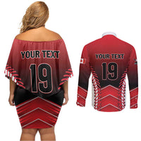 Custom Canada Baseball Couples Matching Off Shoulder Short Dress and Long Sleeve Button Shirt Go Champion The Maple Leaf