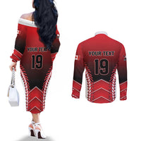 Custom Canada Baseball Couples Matching Off The Shoulder Long Sleeve Dress and Long Sleeve Button Shirt Go Champion The Maple Leaf