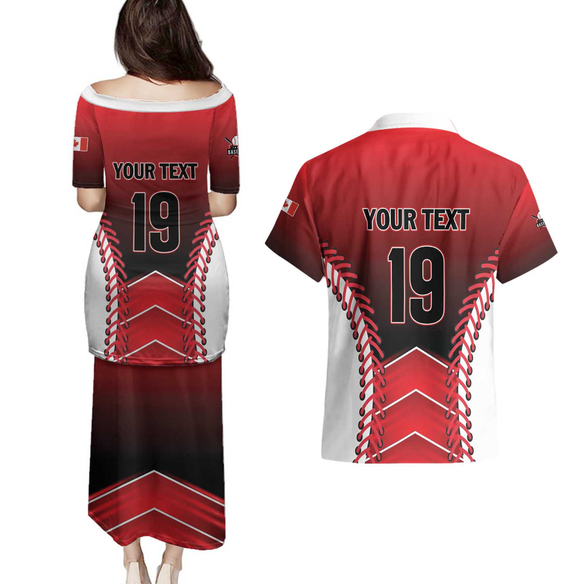 Custom Canada Baseball Couples Matching Puletasi and Hawaiian Shirt Go Champion The Maple Leaf