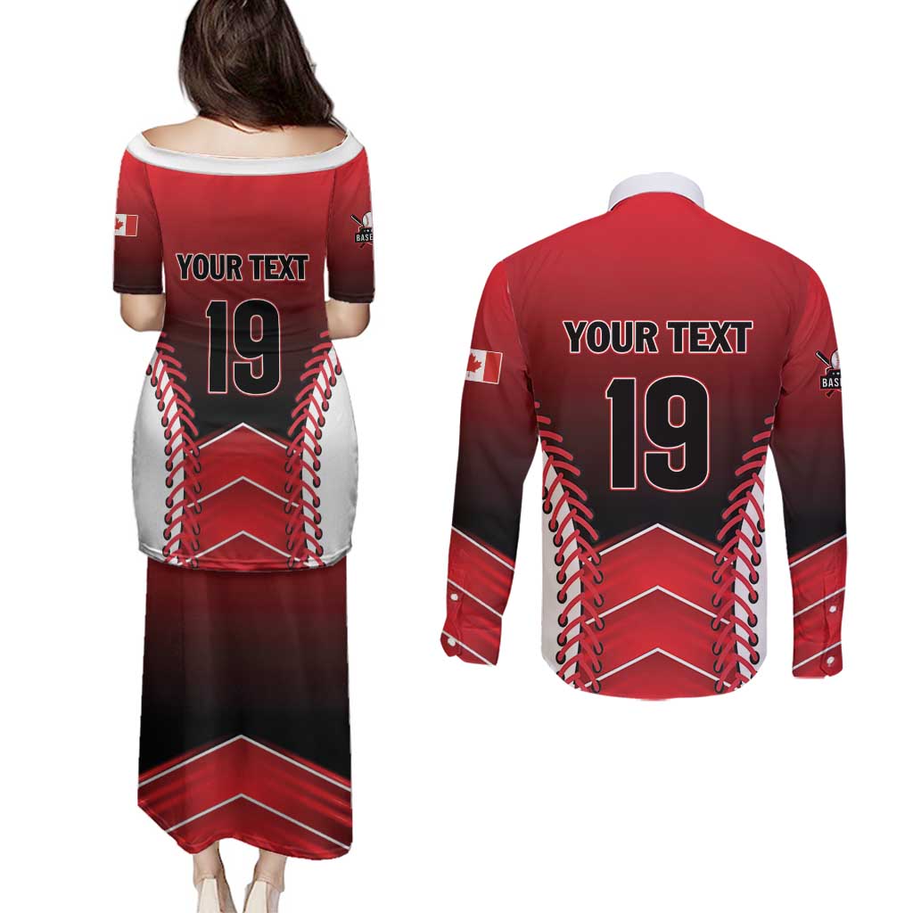 Custom Canada Baseball Couples Matching Puletasi and Long Sleeve Button Shirt Go Champion The Maple Leaf