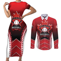 Custom Canada Baseball Couples Matching Short Sleeve Bodycon Dress and Long Sleeve Button Shirt Go Champion The Maple Leaf