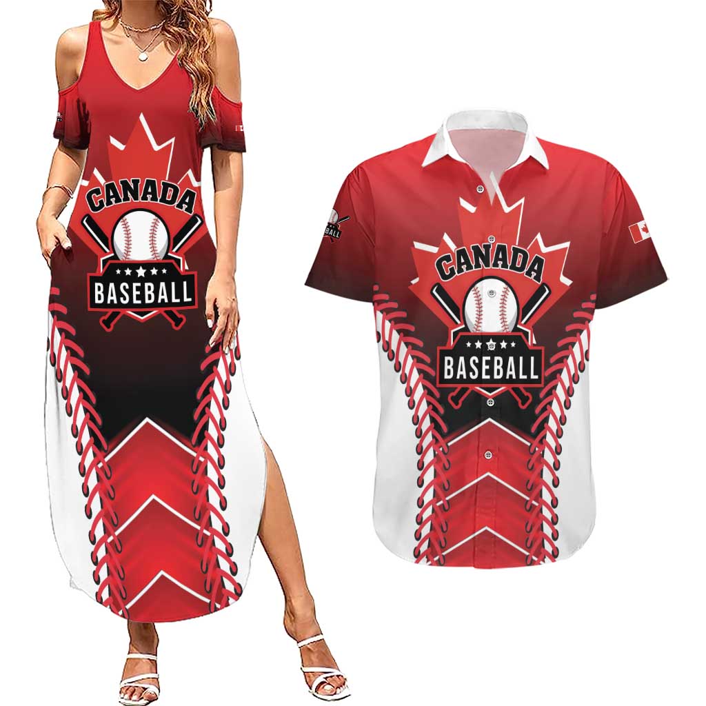 Custom Canada Baseball Couples Matching Summer Maxi Dress and Hawaiian Shirt Go Champion The Maple Leaf