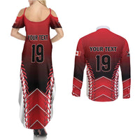 Custom Canada Baseball Couples Matching Summer Maxi Dress and Long Sleeve Button Shirt Go Champion The Maple Leaf
