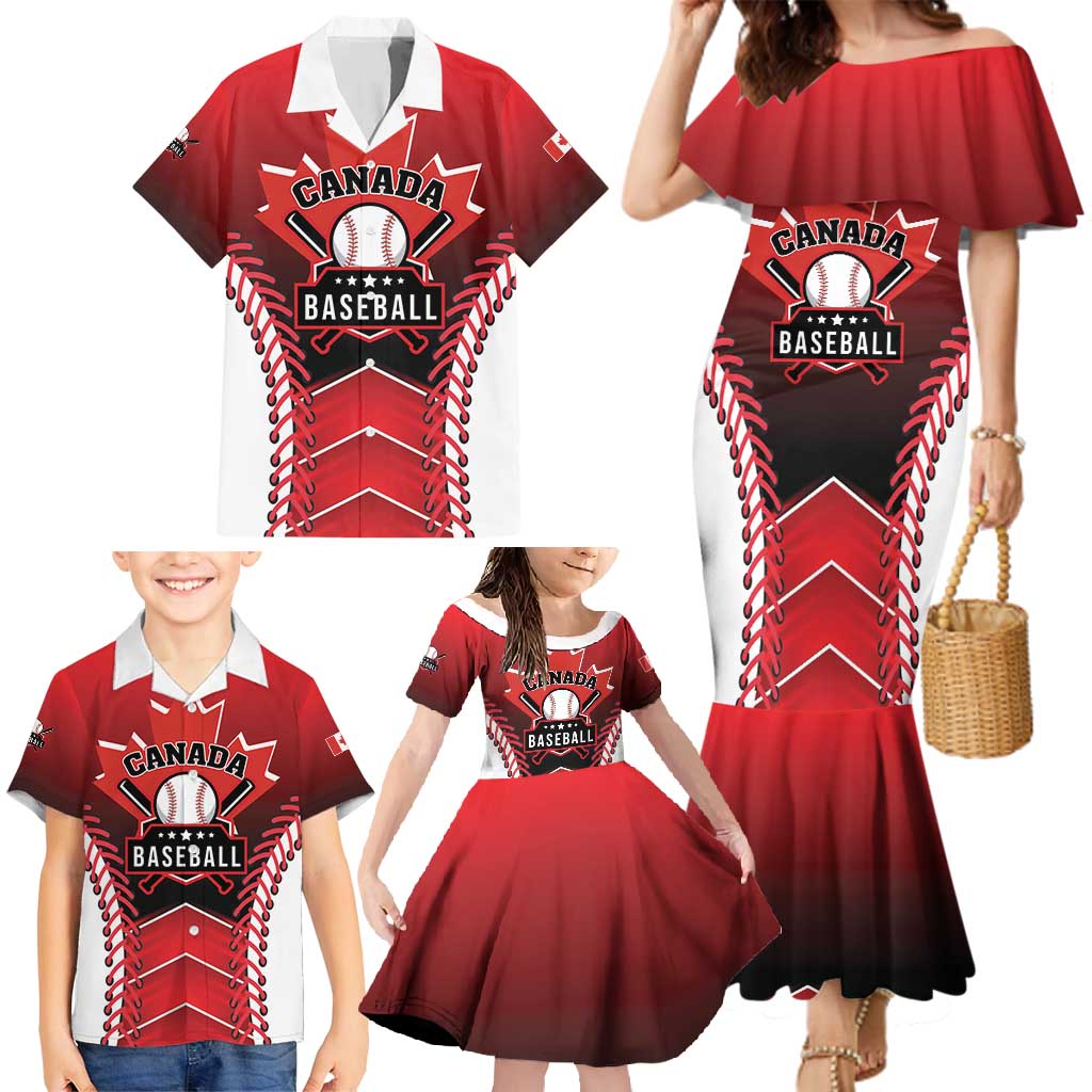 Custom Canada Baseball Family Matching Mermaid Dress and Hawaiian Shirt Go Champion The Maple Leaf