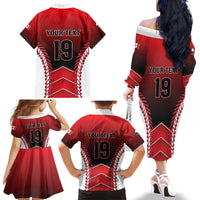 Custom Canada Baseball Family Matching Off The Shoulder Long Sleeve Dress and Hawaiian Shirt Go Champion The Maple Leaf