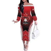 Custom Canada Baseball Family Matching Off The Shoulder Long Sleeve Dress and Hawaiian Shirt Go Champion The Maple Leaf