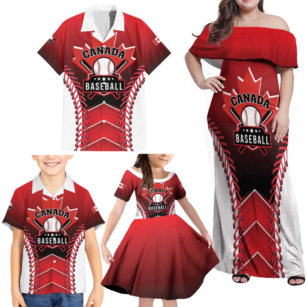 Custom Canada Baseball Family Matching Off Shoulder Maxi Dress and Hawaiian Shirt Go Champion The Maple Leaf