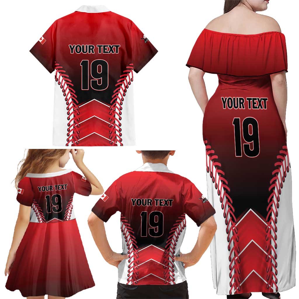 Custom Canada Baseball Family Matching Off Shoulder Maxi Dress and Hawaiian Shirt Go Champion The Maple Leaf