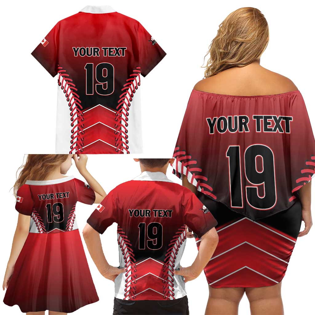 Custom Canada Baseball Family Matching Off Shoulder Short Dress and Hawaiian Shirt Go Champion The Maple Leaf