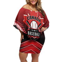 Custom Canada Baseball Family Matching Off Shoulder Short Dress and Hawaiian Shirt Go Champion The Maple Leaf