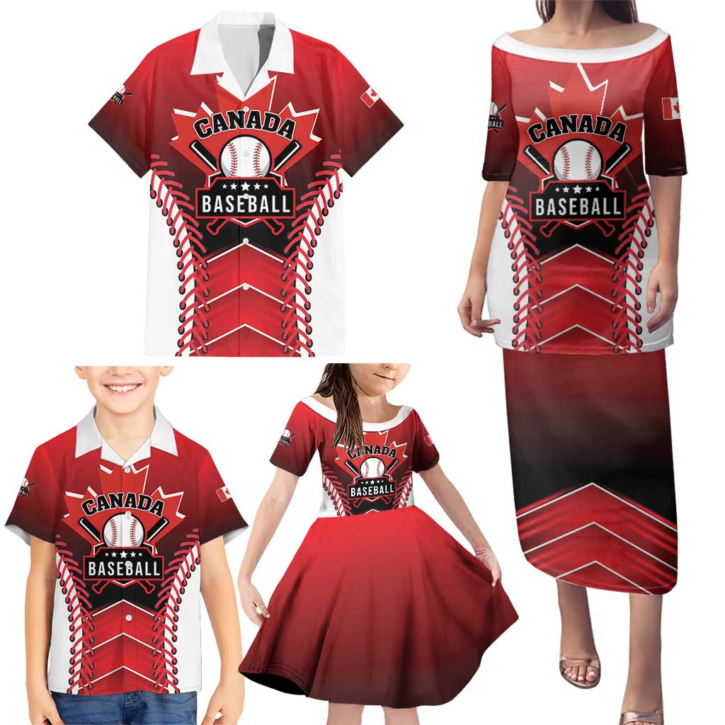 Custom Canada Baseball Family Matching Puletasi and Hawaiian Shirt Go Champion The Maple Leaf