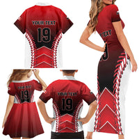 Custom Canada Baseball Family Matching Short Sleeve Bodycon Dress and Hawaiian Shirt Go Champion The Maple Leaf