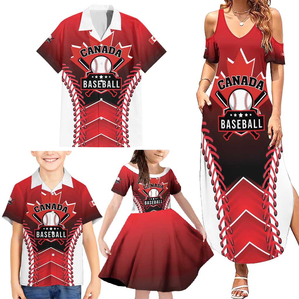 Custom Canada Baseball Family Matching Summer Maxi Dress and Hawaiian Shirt Go Champion The Maple Leaf