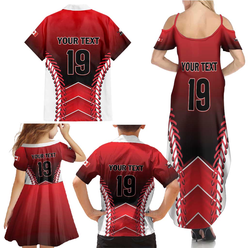 Custom Canada Baseball Family Matching Summer Maxi Dress and Hawaiian Shirt Go Champion The Maple Leaf