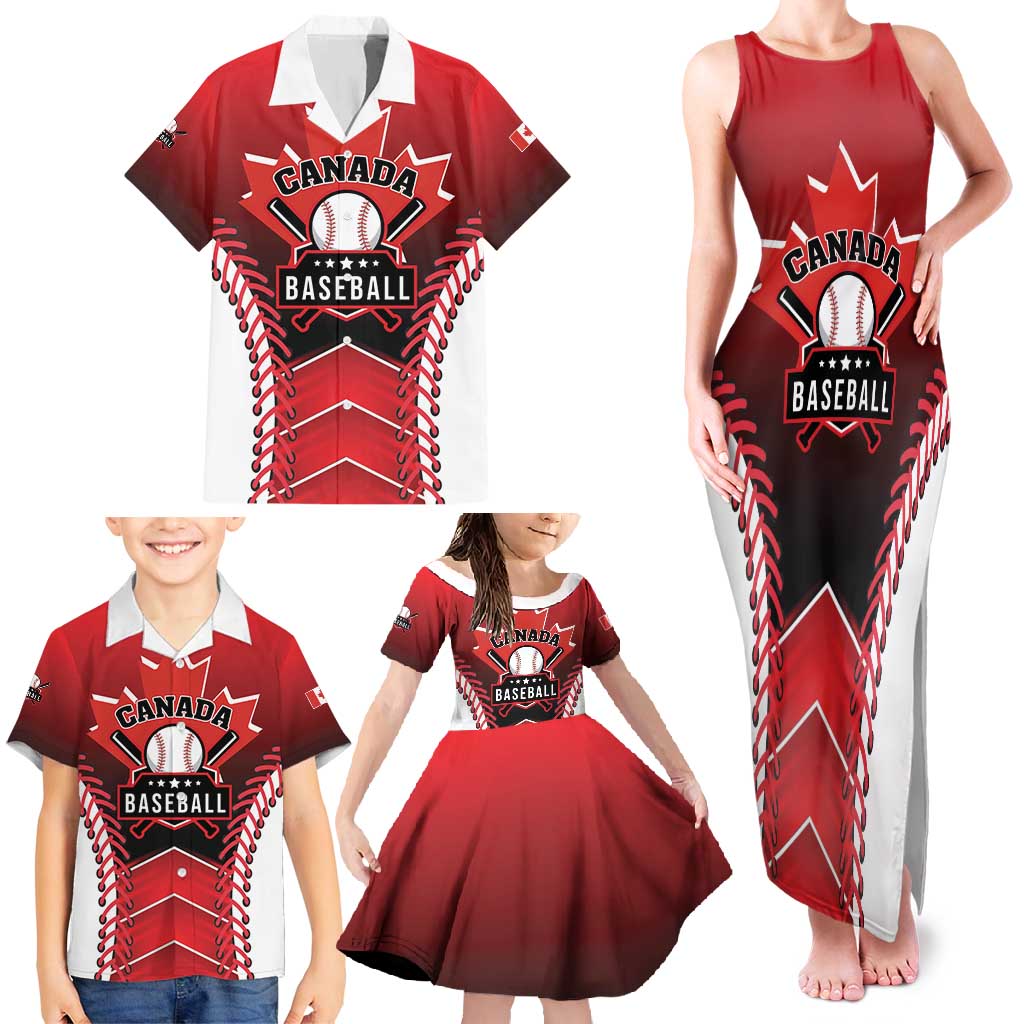 Custom Canada Baseball Family Matching Tank Maxi Dress and Hawaiian Shirt Go Champion The Maple Leaf