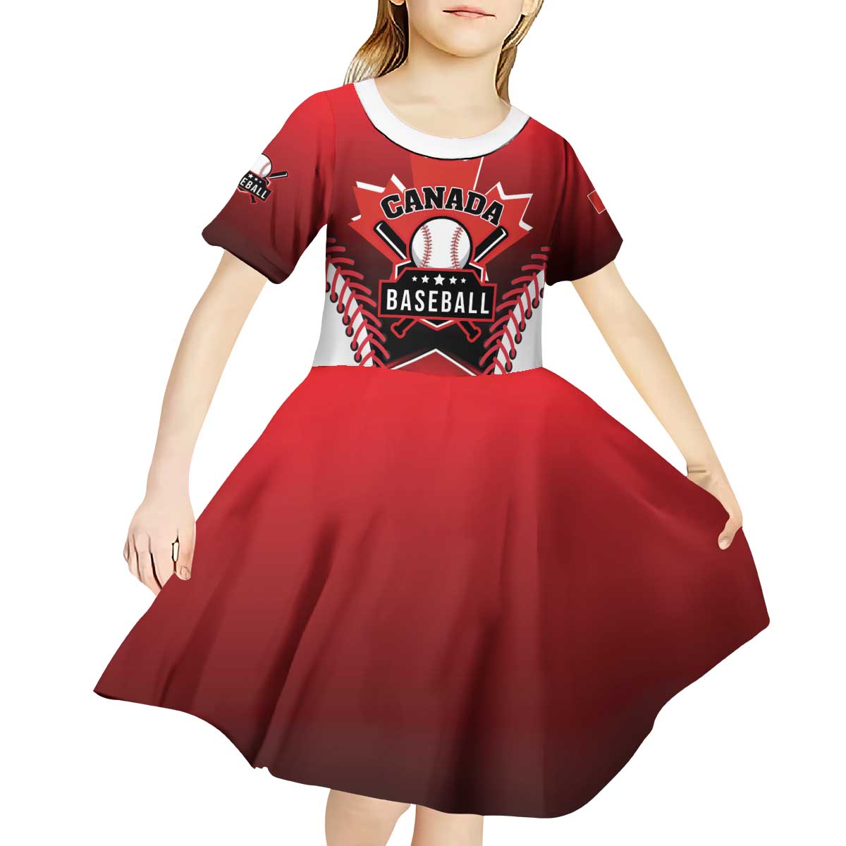 Custom Canada Baseball Kid Short Sleeve Dress Go Champion The Maple Leaf