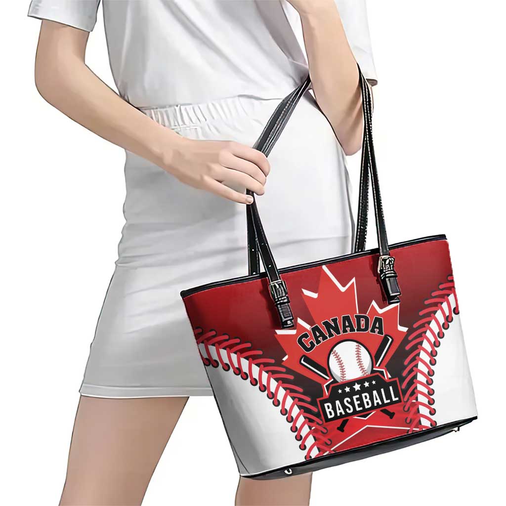 Canada Baseball Leather Tote Bag Go Champion The Maple Leaf