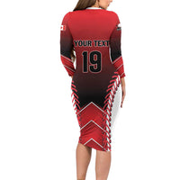 Custom Canada Baseball Long Sleeve Bodycon Dress Go Champion The Maple Leaf
