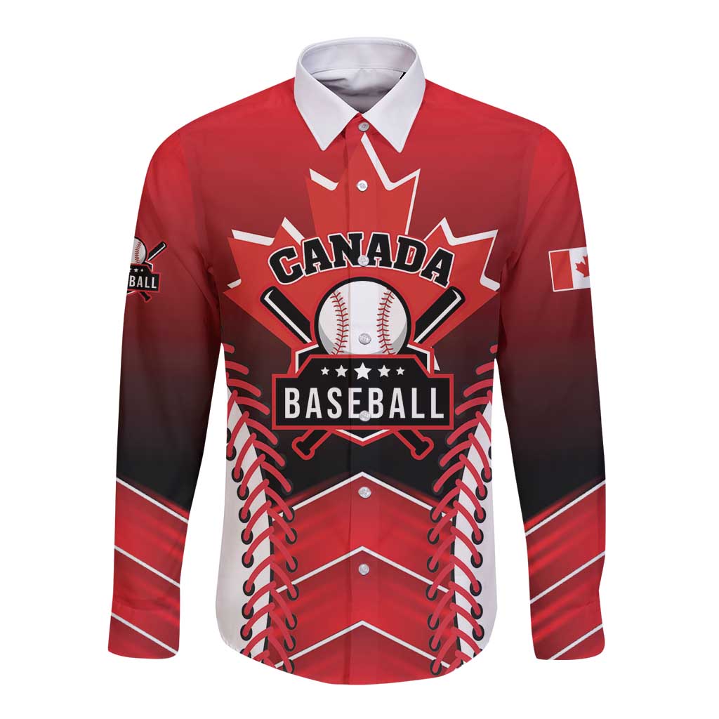 Custom Canada Baseball Long Sleeve Button Shirt Go Champion The Maple Leaf